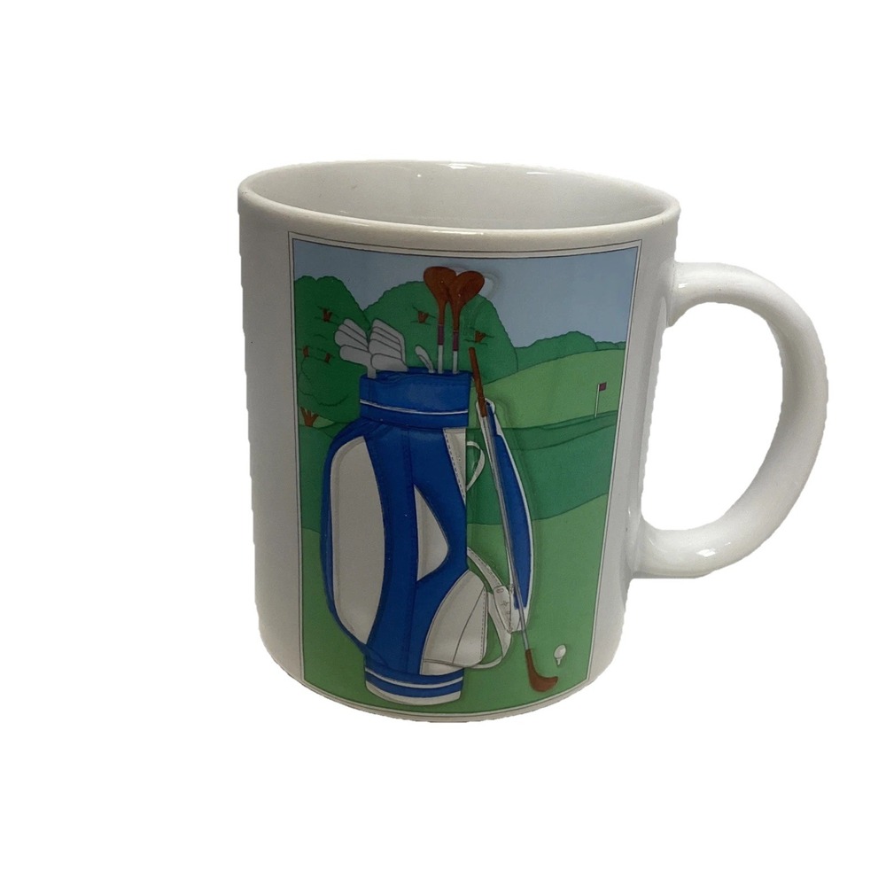 VTG 80s OTAGIRI Japan Embossed Coffee Mug Cup Golf Bag Clubs Curtis-Swann